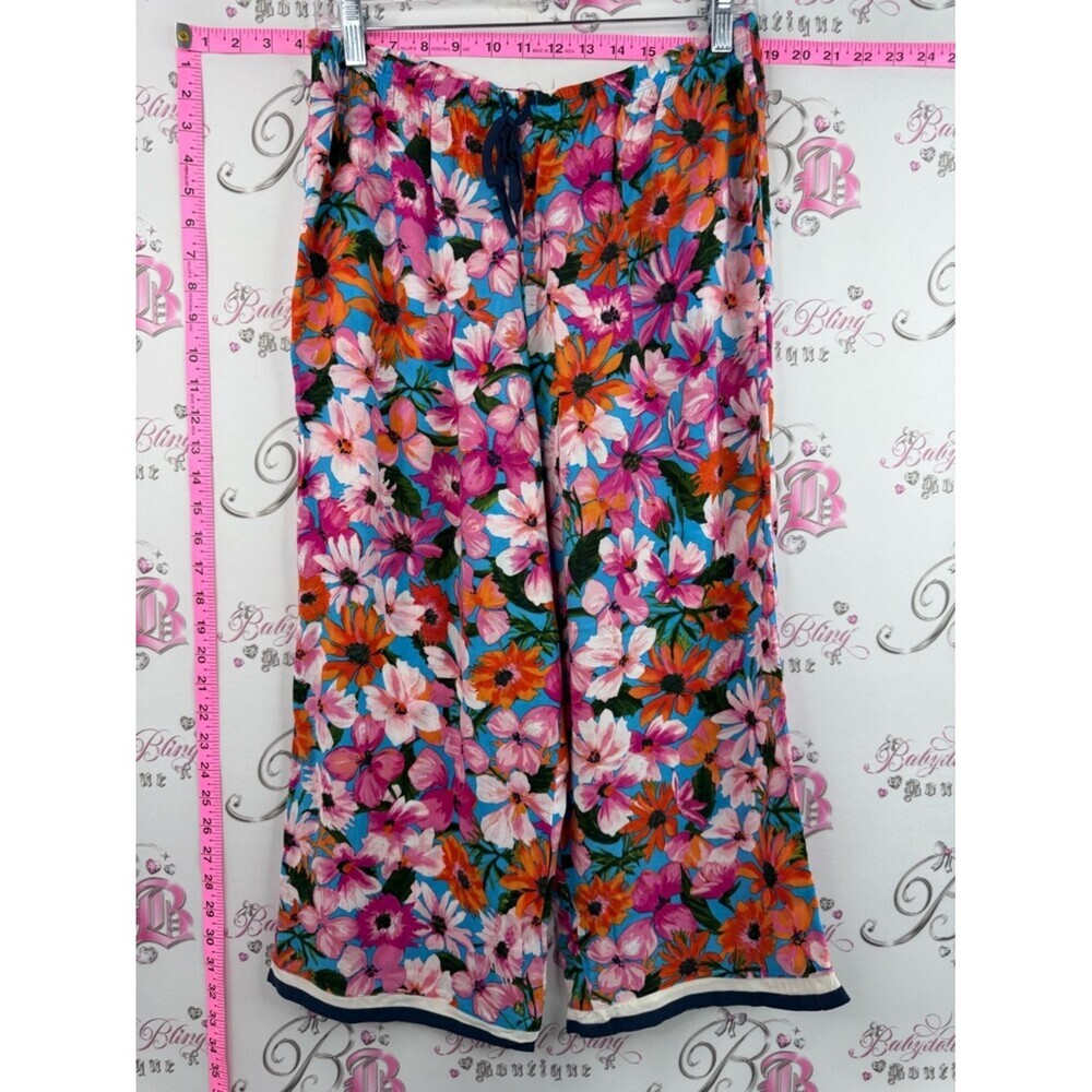 Room service pants bright Vibrant Floral Wide-Leg Pants in Pink, Orange, Blue